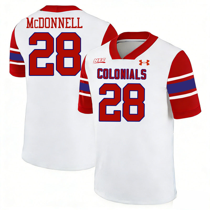 Robert Morris Colonials #28 Patrick McDonnell College Football Jerseys,Uniforms Stitched-White
